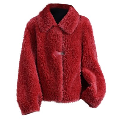 气质海宁羔羊毛毛颗粒皮草外套