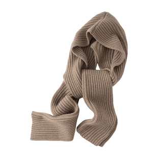 元宝针山羊绒连帽围巾女秋冬季加厚保暖两用百搭针织一体帽子围脖