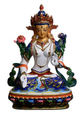 吉祥白度母彩绘精工供奉观音佛像