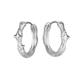 黑骨BLACKBONE S925纯银冰纹理十字星暗黑耳饰男女百搭耳钉耳环