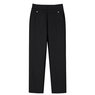 雅鹿妈妈裤子春秋高腰中老年人女裤秋冬季宽松直筒休闲裤加绒长裤