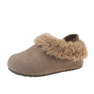 内增高毛毛半拖鞋女2025冬季新羊羔毛勃肯拖鞋厚底加绒保暖懒人鞋