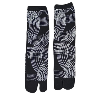 袜子铺子国风足袋日本日系高筒男分趾袜人字拖棉木屐二趾袜黑线条