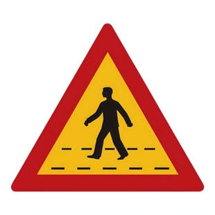 6cm9cm13cm道路交通标志牌三角形人行横道警示牌黄色红色安全标识牌PVC不干胶贴纸减速让行注意行人防水贴纸