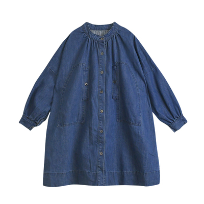 女连衣裙春秋立领牛仔衬衫裙