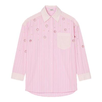 SANDRO女装法式镂空仿钻珍珠衬衫