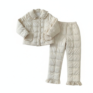 2025新款女款国风中式睡衣女冬季高级加厚三层夹棉家居服套装丝绒