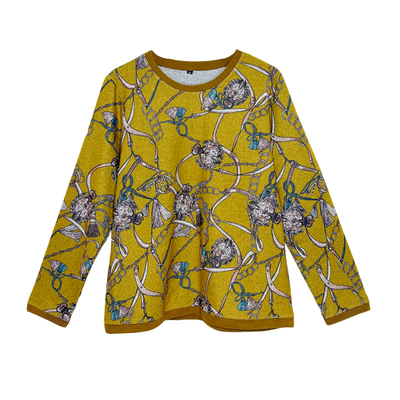 中老年宽松圆领针织衫女2026春秋新款韩国代购花色套头毛衣妈妈装