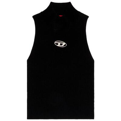 DIESEL女士OVAL D镂空修身无袖高领针织背心A130200DLAX