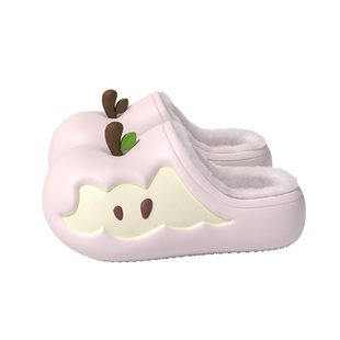 chedoir猜岛苹果棉拖鞋女款冬季半包跟防水耐脏可抽洗情侣家居鞋