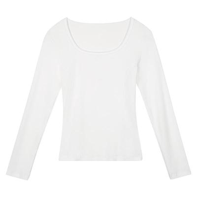 回力白色内搭打底衫女U领长袖t恤