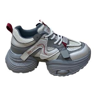 真皮老爹鞋女2025新款春秋小个子增高5cm休闲鞋轻便显脚小运动鞋