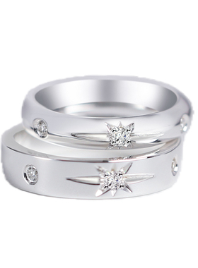 足银999闭口芒星情侣对戒