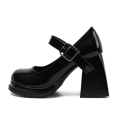 春季新款粗跟玛丽珍鞋高跟单鞋