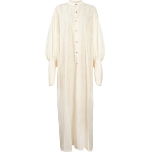 TUYUE涂月 东方美学 白色圆领肌理感度假长袍外套