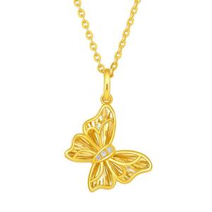 周大生闪闪蝶黄金钻石项链蝴蝶足金吊坠任嘉伦代言七夕送女友礼物