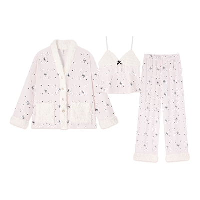 BE带胸垫蝴蝶结海岛新品三件套女