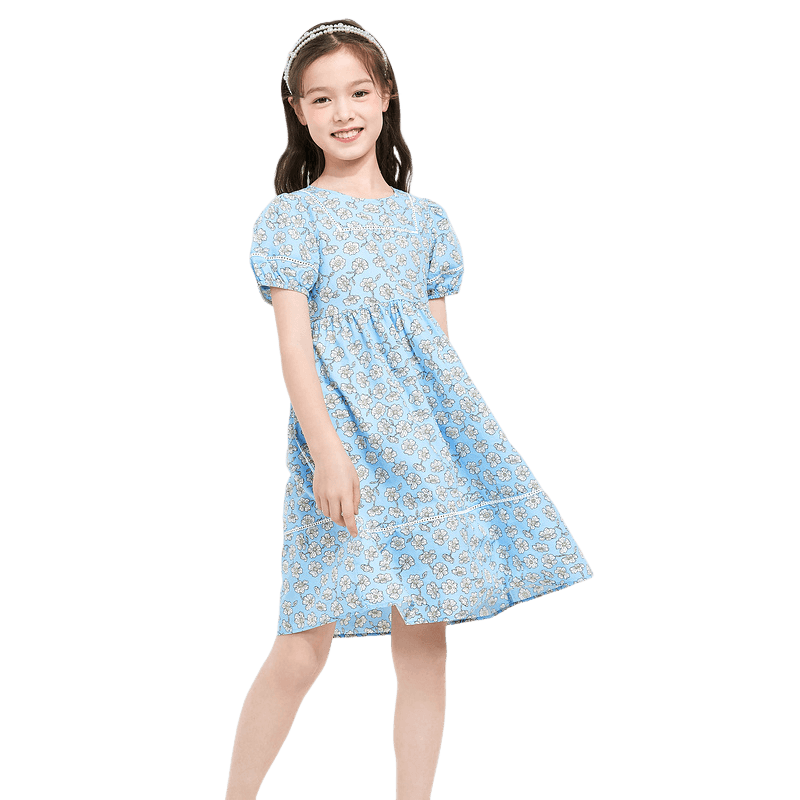 巴拉巴拉女童连衣裙大童纯棉碎花公主裙夏装儿童裙子夏季新款童装