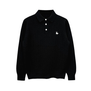 老钱风男装时尚复古扭花修身翻领毛衣男款商务通勤儒雅男士polo衫