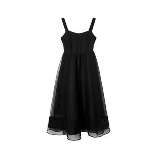 PIT复古温柔风气质天丝吊带连衣裙女2025夏新款收腰显瘦沙滩长裙