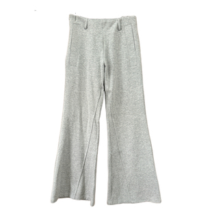 qtstudio灰色微喇卫裤男美式低腰喇叭直筒修身加绒加厚裤子女秋冬