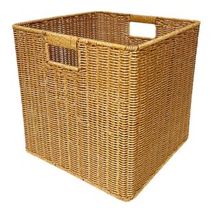 仿藤编方格柜收纳筐橱柜衣物整理箱正方形客厅玩具杂物储物篮