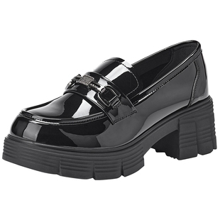 热风厚底乐福鞋女款2026年春季新款增高黑色小皮鞋百搭通勤女鞋子