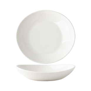 巷子尾〖搭什么食物都好看〗异形陶瓷沙拉盘子餐厅白色菜碗(21cm)