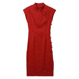 next zyu官方正品全家福红色中国风母女旗袍夏亲子装汉服拍照唐装