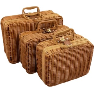 复古藤编手提箱新年送礼礼品盒节日伴手礼盒手工编织大号箱子