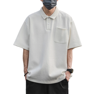 300g重磅POLO衫男短袖宽松纯色夏季2025年新款美式半袖体恤