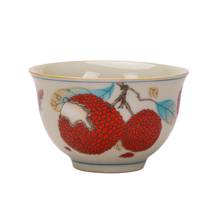 陶瓷荔枝功夫茶杯男女主人杯单杯高档中式一人饮家用办公喝茶杯子