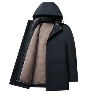 [云感羽绒/羊毛填充]梦特娇男士连帽派克服冬装鸭绒加绒外套保暖J