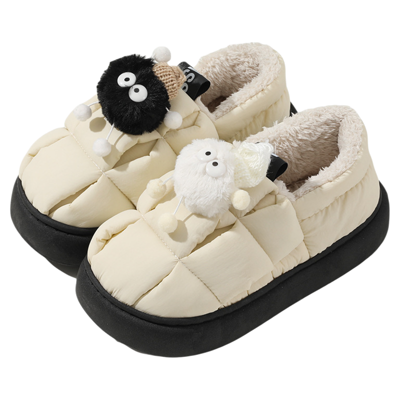 秋冬季棉拖鞋女款踩屎感加绒居家棉鞋保暖加厚月子包跟软底羽绒布