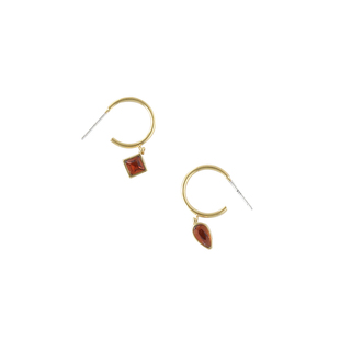 美国热牌madewell出口y单铜镀金红色手工玻璃不对称吊坠银针耳环