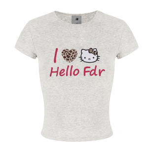 FDR官方店 豹纹kitty猫印花修身短袖t恤女夏季辣妹美式体恤上衣