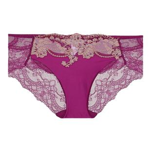 兰卡文紫色内裤刺绣蕾丝中腰三角裤女款闪耀派对LC22US1