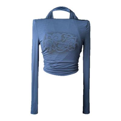 多变风格一衣多穿挂脖长袖打底衫