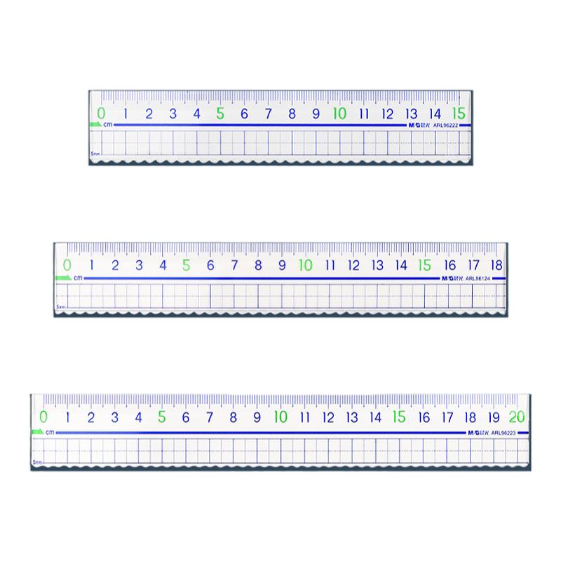 晨光透明直尺子带波浪线直尺小学生专用格尺多功能15/18/20cm多规格儿童一年级简约塑料尺绘图测量办公刻度尺
