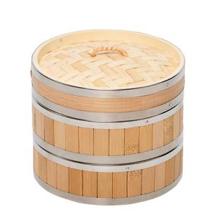 黄一府蒸笼竹制家用不锈钢竹编蒸架商用加深竹蒸屉小笼包馒头蒸格