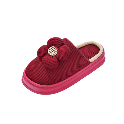 结婚拖鞋红色一对秋冬新款厚底