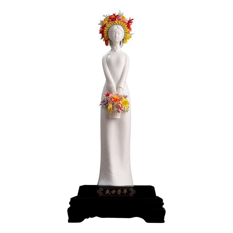 簪花女装饰非遗摆件可定制祝福语