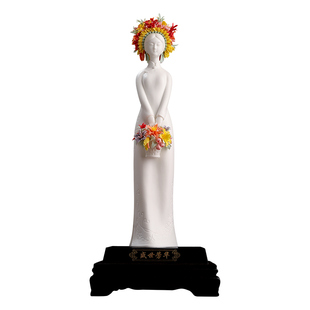 簪花女陶瓷装饰摆件客厅轻奢高档办公室泉州文创艺术非遗文化送礼