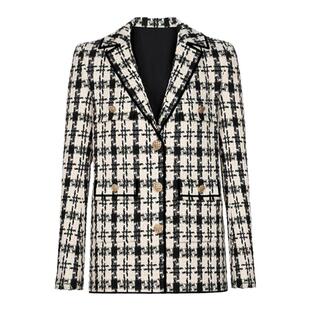 设计师新款气质百搭千鸟格西装外套短裤半身裙通勤小香风套装女