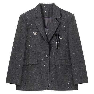 KEIKO高级感廓形灰色西装外套