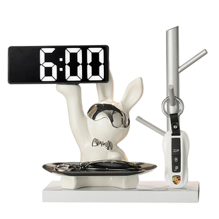 玄关钥匙收纳摆件客厅进门入户鞋柜门口玄幻时钟桌面装饰品摆设