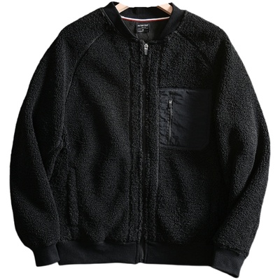 男士秋冬棒球领仿羊羔毛夹克外套