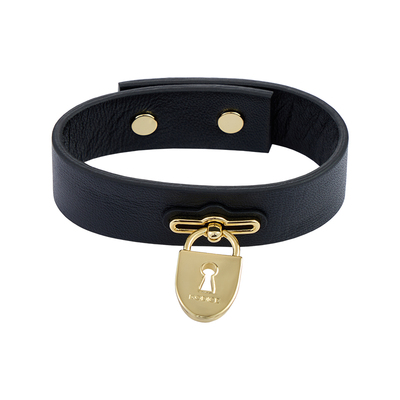 KODICE黑色羊皮革铜制锁形手镯