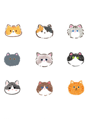 原创手绘猫咪纹身贴满6件打9折