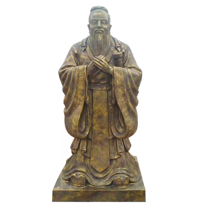 雕塑定制孔子像玻璃鋼擺件訂做老子人物鑄銅校園文化大型戶外浮雕